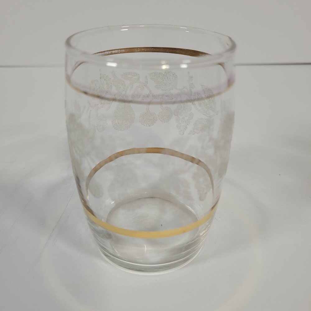 Vintage Juice Set Bartlett Collins Glass Pitcher 4 Glasses Golden Fruit‎ Pattern - Picture 7 of 8